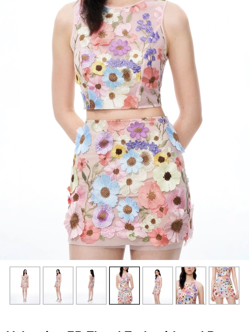 JW Pei Valentino 3D floral embroidered skirt set multi color pastel